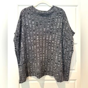 Eileen Fisher M Black/White Boxy Linen/Silk Sweater